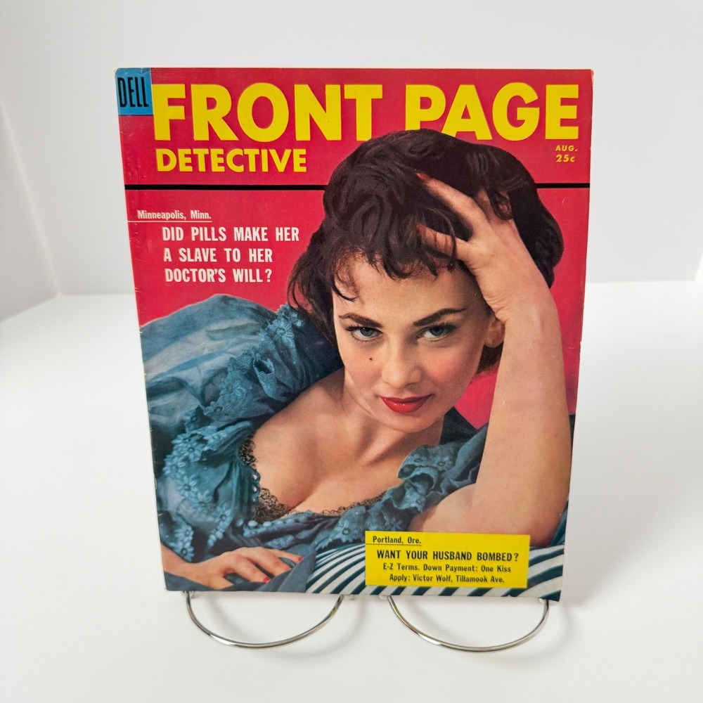 Vintage Front Page Detective Magazine Aug 1955‎ True Crime Pulp Dell